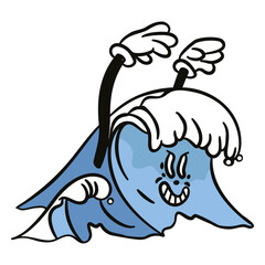 Ocean wave scary cartoon