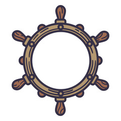 Ship steering wheel color stroke with empty center