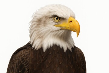 Fototapeta premium Bald Eagle Close-Up – High-Resolution on White Background for Wildlife, Nature, and Bird Photography