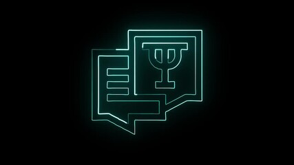 Glowing neon line therapy icon with calm pulse animation. Mental health treatment symbol HD video isolated on black background