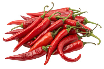 Pile of Ripe Red Chili Peppers hot peppers spicy isolated on a transparent background