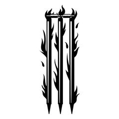 Cricket wicket with fire filled stroke