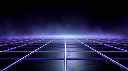 Retro Futuristic Neon Grid Horizon