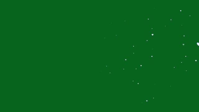 Romantic white glittering particle trail animation heart shaped glitter trail sparkling, magic glitter sparkle trail, white twinkling loved line, fairy dust wand shimmer transition on green screen. 4k