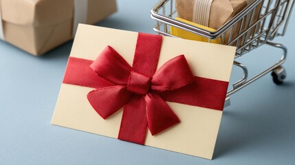Small shopping cart next to a yellow cube on a blue surface representing creativity in toy design