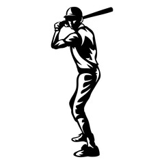 Baseball batter standing high contrast