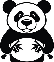 “Cute Panda Character Holding Bamboo – Playful Black and White Mascot Vector”panda cartoon, bamboo animal character, cute bear mascot, panda holding bamboo, adorable animal illustration, kawaii panda 