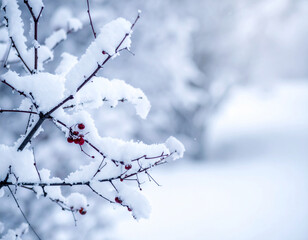雪の積もる枝を接写した雪深い冬の壁紙
