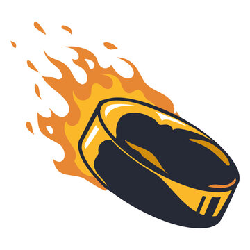 Hockey puck in flames illustration