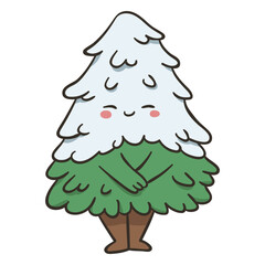 Snowy tree cute character