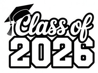 Class of 2026 graduation design with cap and tassel vector illustration for print and web
