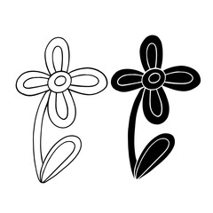 Silhouette, sketch of decorative, abstract flowers. Stylized botanical elements. Vector graphics.