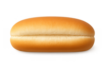 Golden brown hot dog bun, soft bread roll for street food, fast food, bakery items, isolated on transparent background