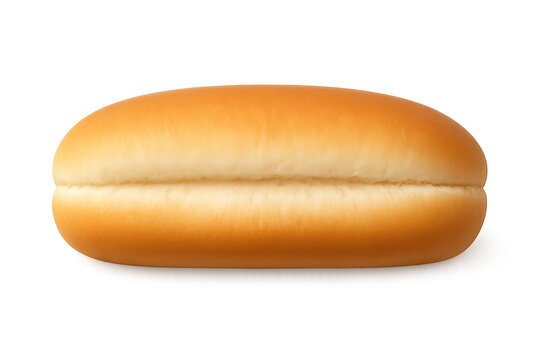 Golden brown hot dog bun, soft bread roll for street food, fast food, bakery items, isolated on transparent background