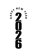 Happy new year 2026 text design for brochure design template card vector illustration, new year 2026 vector.