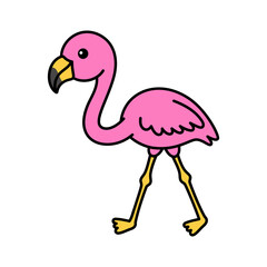Cartoon Illustration of a Flamingo