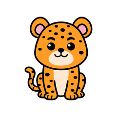 Cartoon Illustration of a Cute Jaguar Sitting