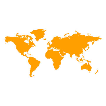 Yellow world map silhouette