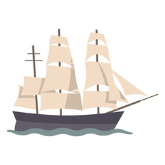 Sailing ship profile semi flat © Vexels