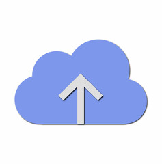 Minimal Blue Cloud Icon with White Upward Arrow – Modern Digital Upload Symbol