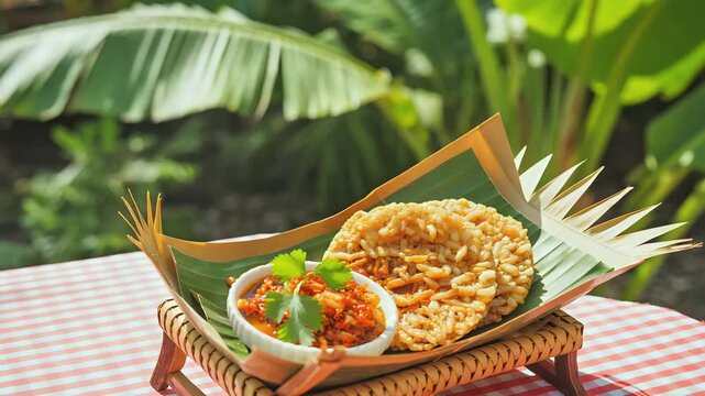 Cinematic Video of Traditional Thai Snack Set on Khantoke Tray with Eco-Friendly Packaging