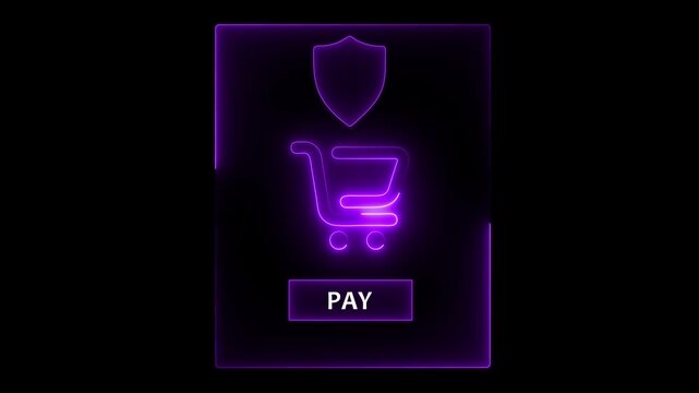 Mobile payment security concept on the transparent background. with secure checkout icon and green pay button during online shopping, Motion graphics of shopping pay concept.