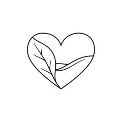 Fototapeta premium Minimalist line art heart graphic for ecological concepts. 
