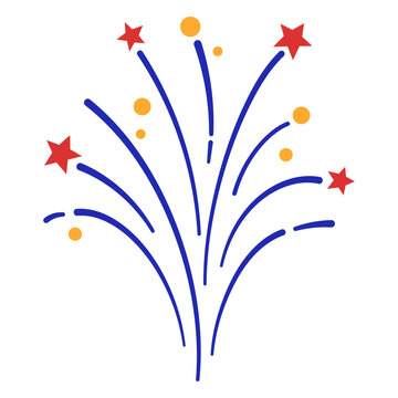 Simple fireworks stroke red stars