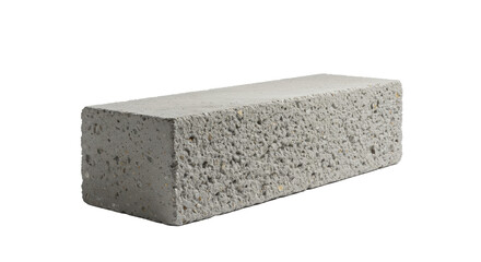 Rugged pre-cast concrete retaining wall segment with rough aggregate texture on a transparent background with copy space. Material science and construction concept