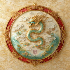 Dragon art panel traditional setting decorative element cultural heritage close-up symbolism