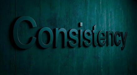 Consistency: The word Consistency is displayed prominently against a backdrop of textured green surface, creating a visual emphasis. 
