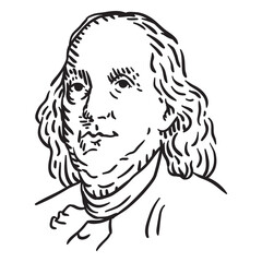 Benjamin Franklin hand drawn