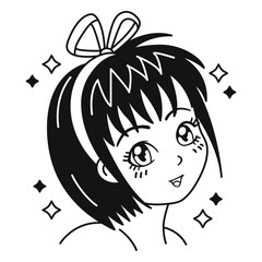 Anime girl filled stroke