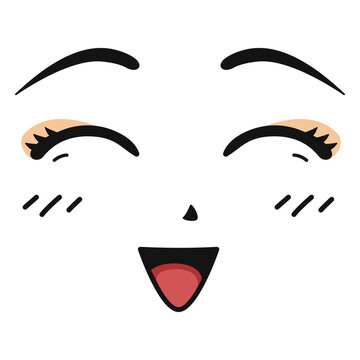 Laughing anime face color stroke