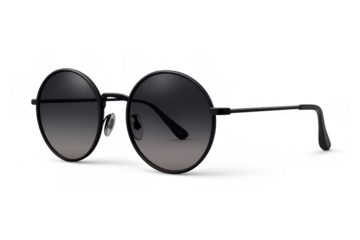 Black round sunglasses with gradient lenses protecting eyes from sun, fashionable eyewear accessory for summer style