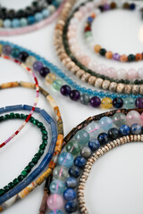 Close up of Gemstone Beads in Various Colors and Shapes