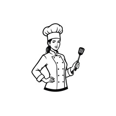 A Female Kitchen Chef Silhouette Vector Free