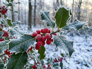 red berries on snow