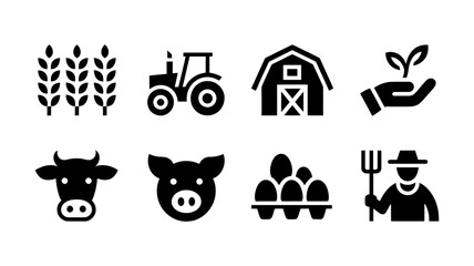 Farm fresh icons for modern agriculture branding and design, perfect for organic food marketing and sustainable living campaigns, originally vector graphics
