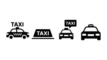 Taxi icon set for transportation apps and ride services, perfect for city guides or travel blogs, offering a clean and modern vector illustration