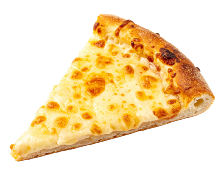 Frisches Stück Käsepizza – leckerer Freisteller auf weißem Hintergrund