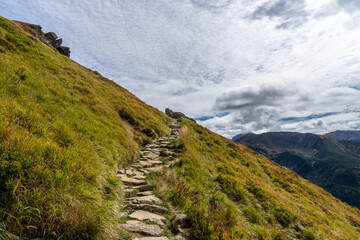 Mountain trail in the Western Tatras in September.