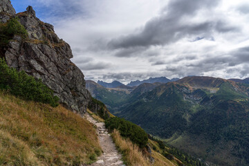 Mountain trail in the Western Tatras in September.
