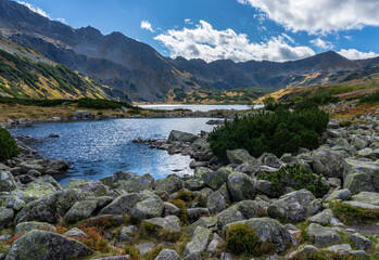 Autumn view of the Valley of Five Polish Lakes in the High Tatras.