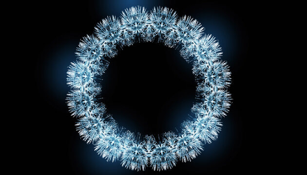 Intricate glowing blue-white crystalline ring on a dark background with ethereal light. - Powered by Adobe