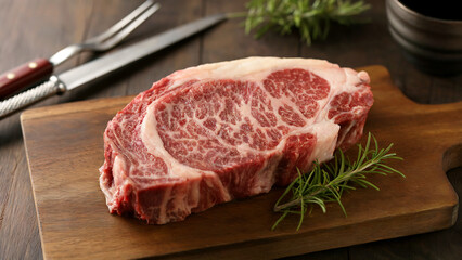 Fototapeta premium Kobe steak. A steak made from a special type of meat from Wagyu cattle.