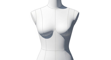 Tailor's dress form mannequin in minimalist style on white background