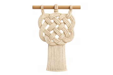 Macrame wall hanging with celtic knot pattern