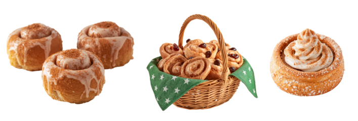 Delicious Cinnabon buns isolated on transparent background