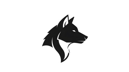 Fototapeta premium Wolf Silhouette: A stylized black and white illustration of a wolf's profile, showcasing the animal's powerful presence and sleek lines. 
